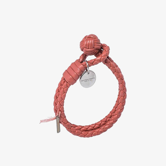 Bottega Veneta Leather Double Strand Bracelet “Salmon Pink”